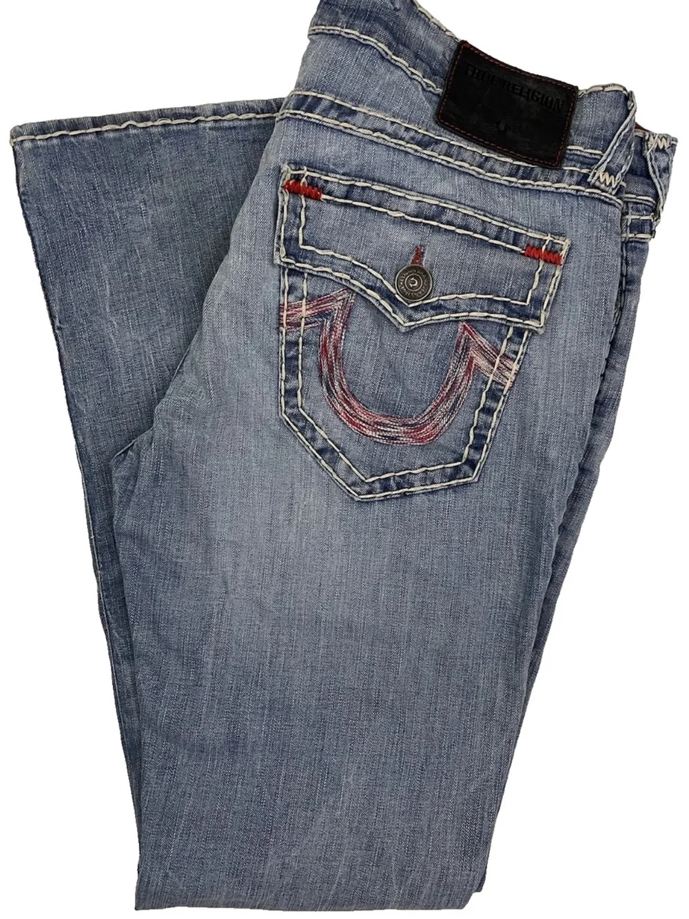 True Religion Medium Blue Straight-Leg Jeans